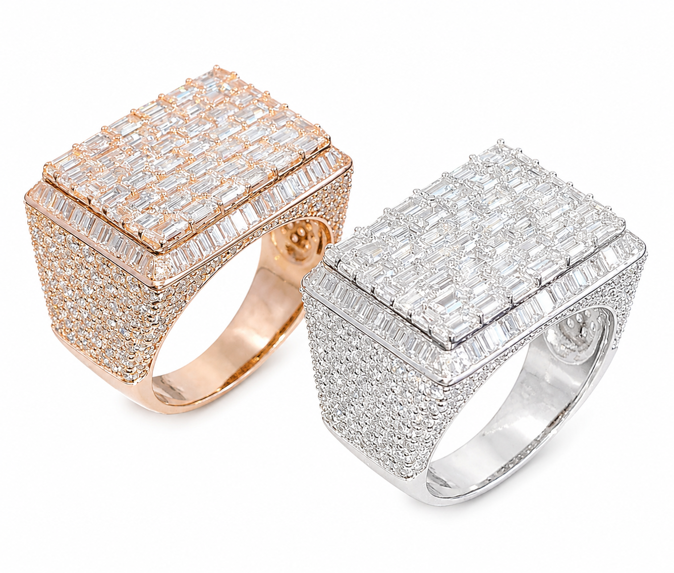Baguette Cut Luxury Halo Men's Rectangle Ring
