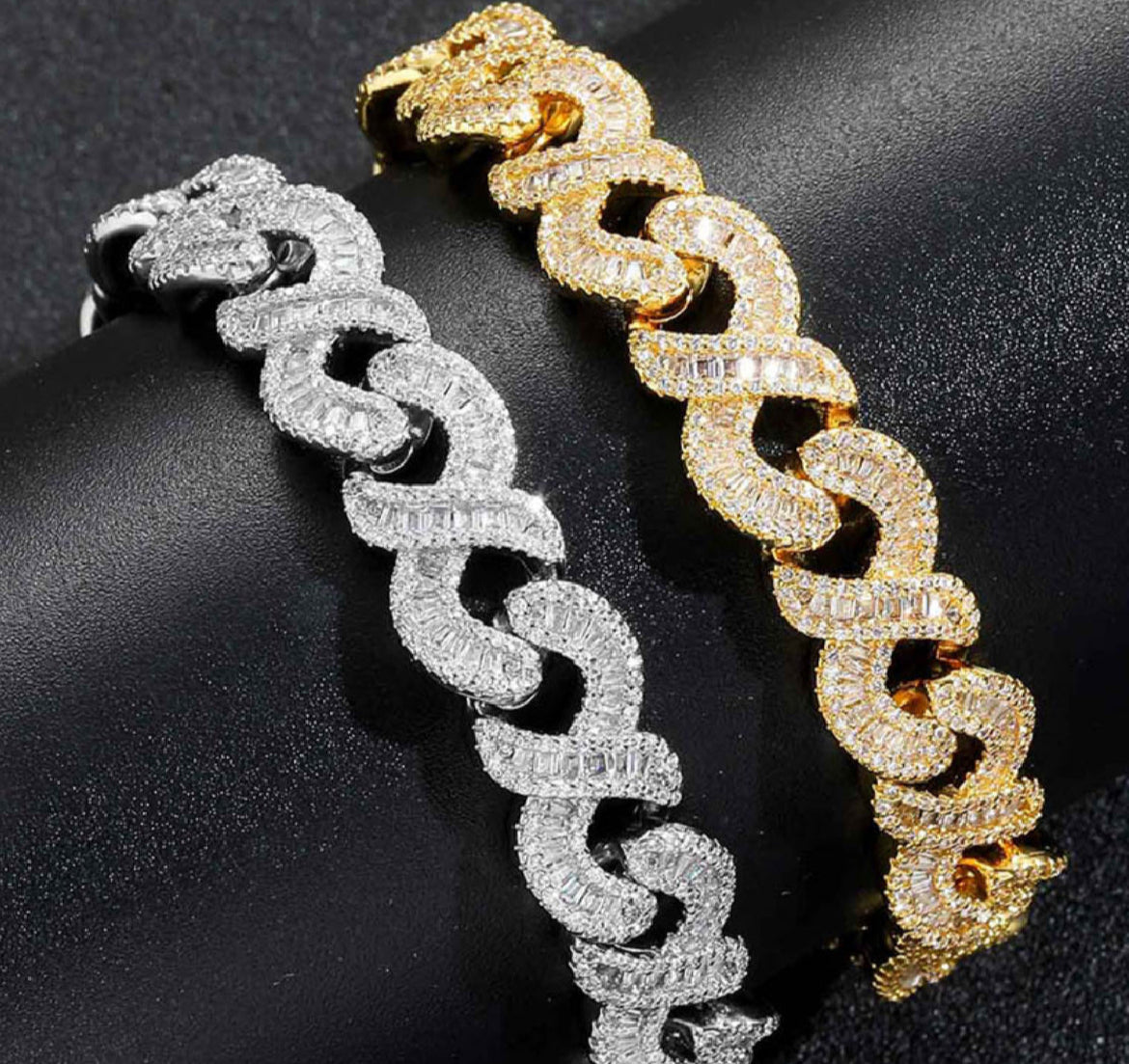 12mm Baguette Cut Infinity Link Bracelet