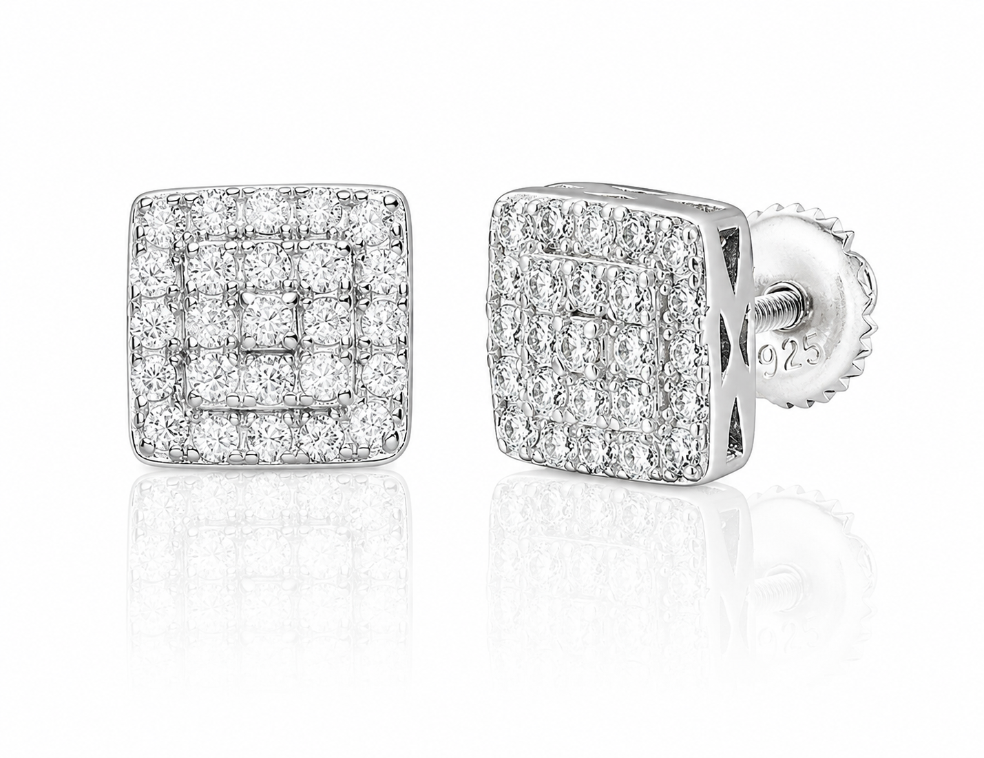 VVS Moissanite 2CT 8MM Square Earrings