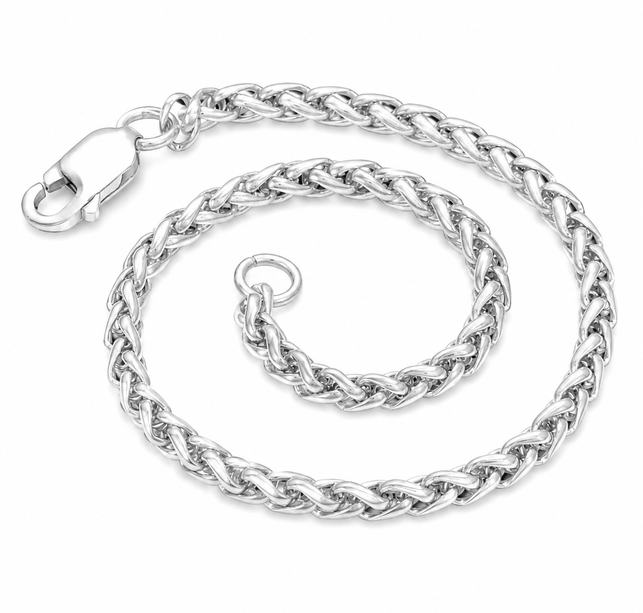 Men’s 3MM Franco Solid 925 Sterling Silver Rope Bracelet
