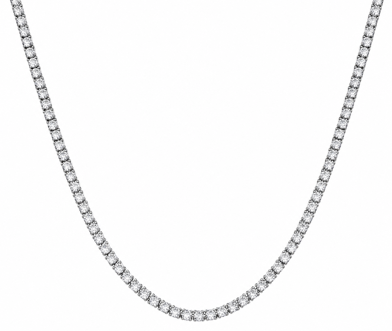 3mm Tennis Necklace in White Gold