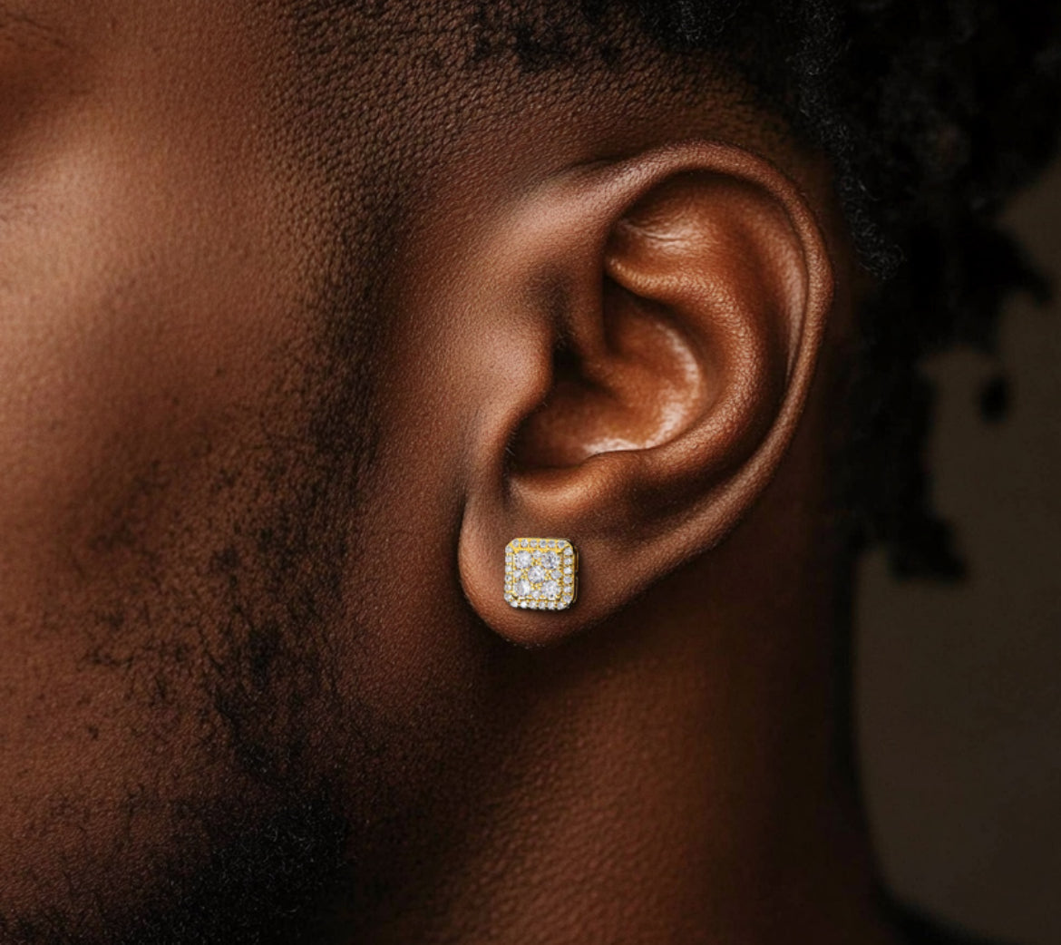 VVS Moissanite Square Halo Earrings