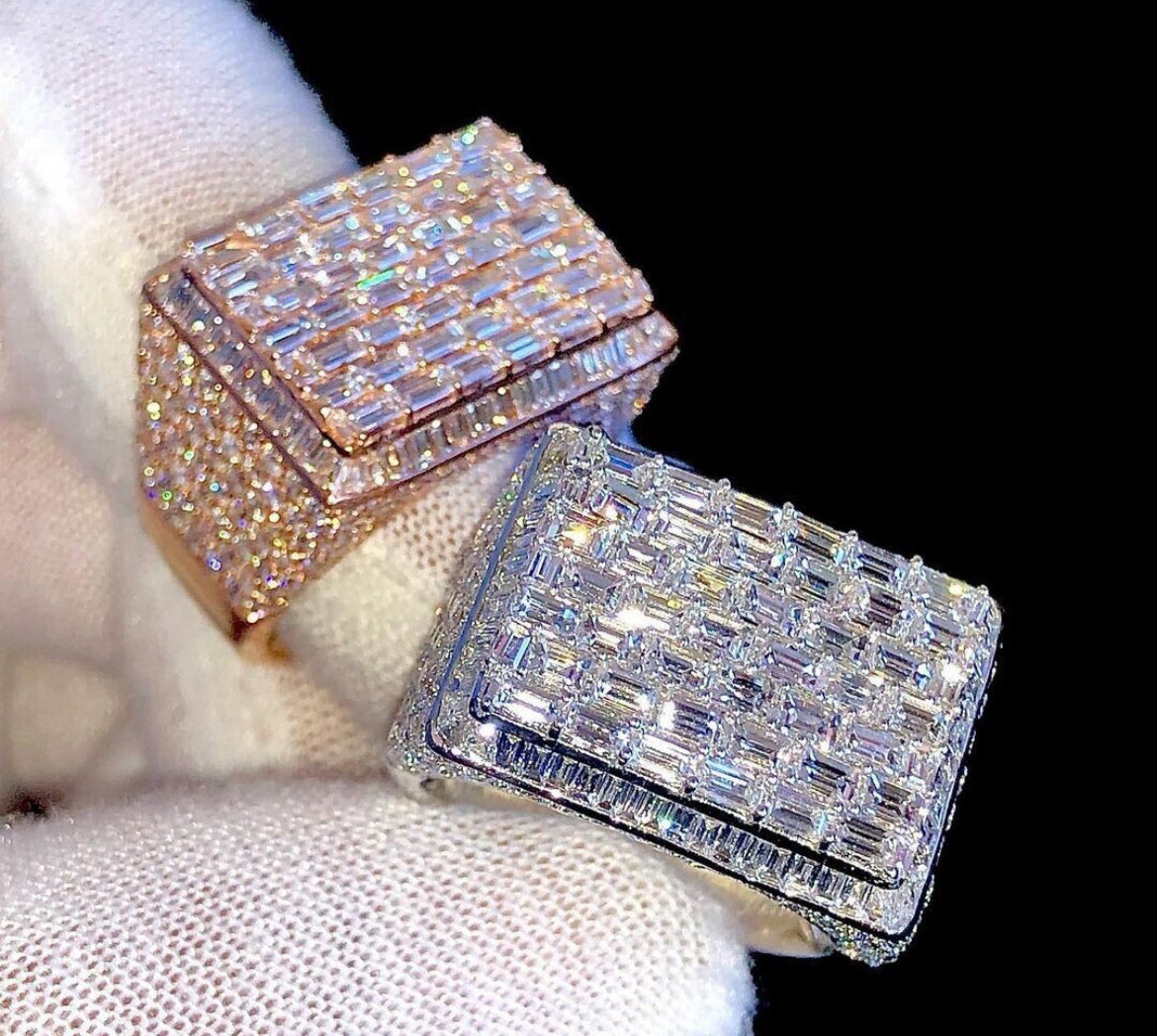 Baguette Cut Luxury Halo Men's Rectangle Ring