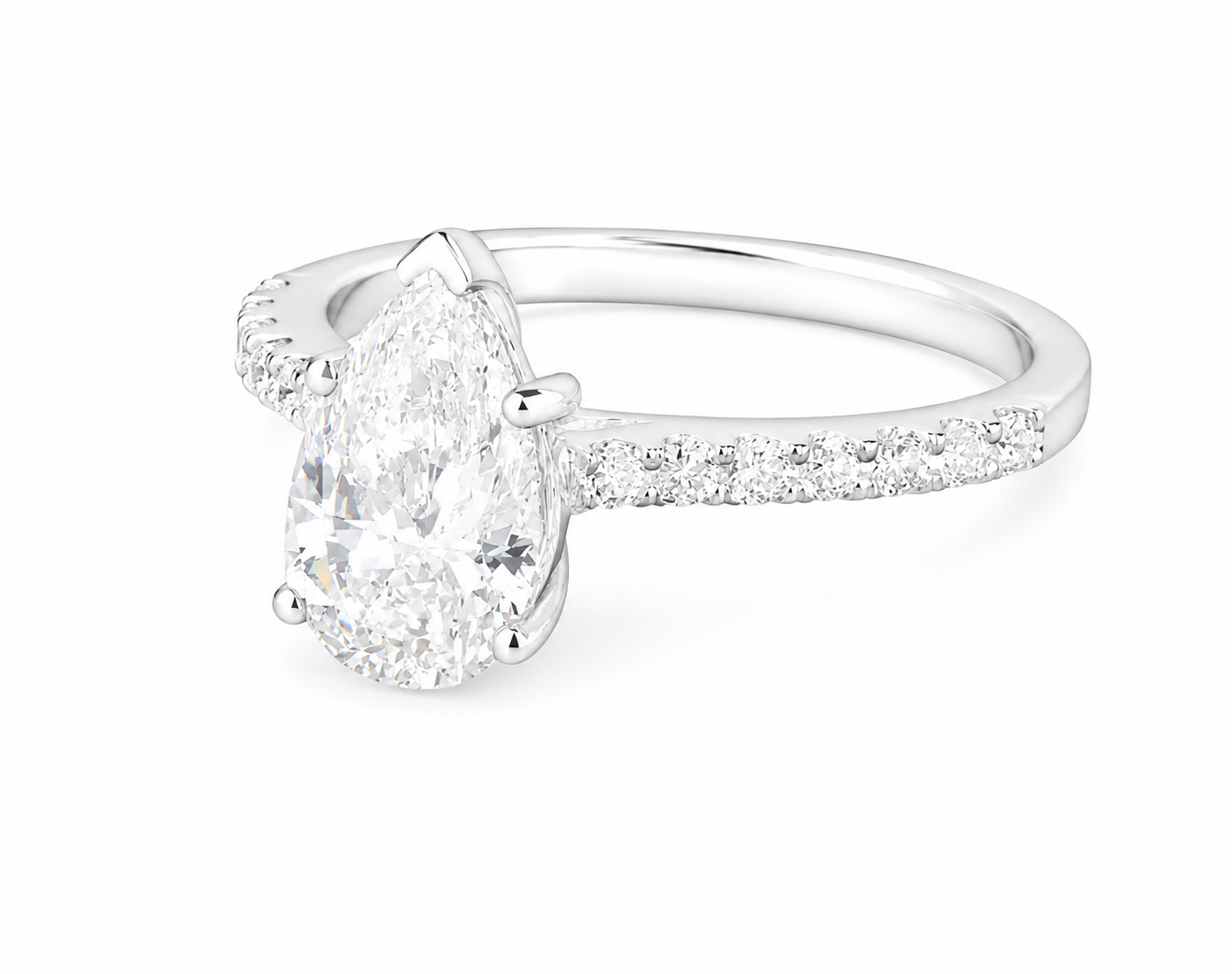 Pear Cut Lab Diamond Womens Engagement Ring