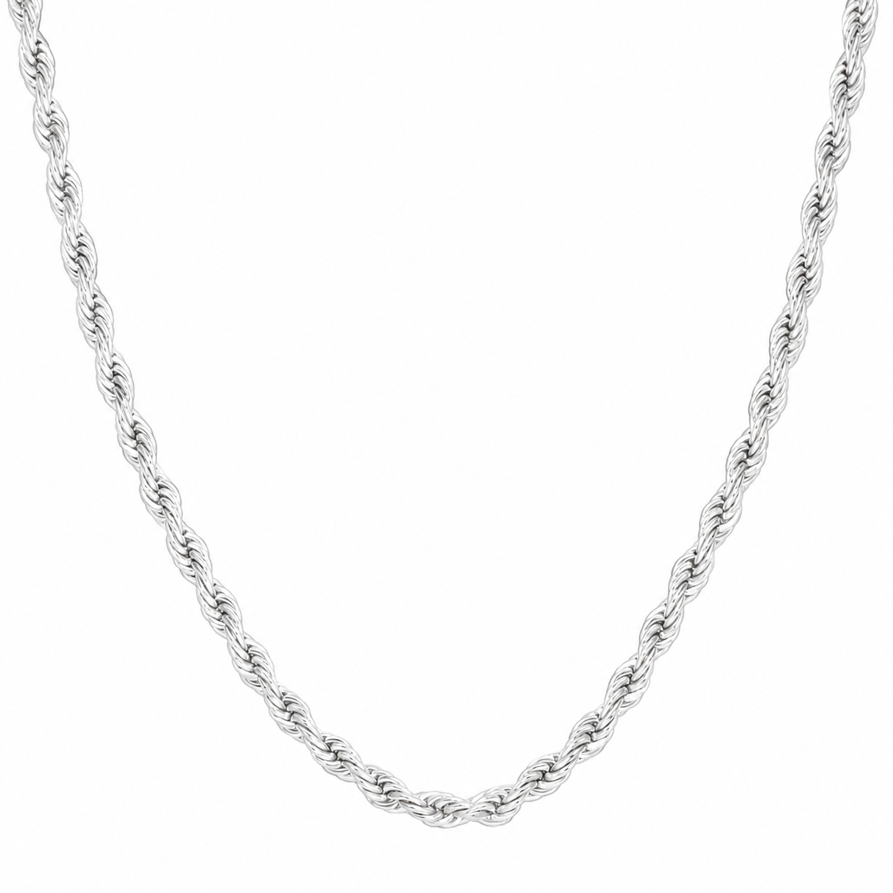 Men’s 3MM Solid 925 Sterling Silver Rope Chain