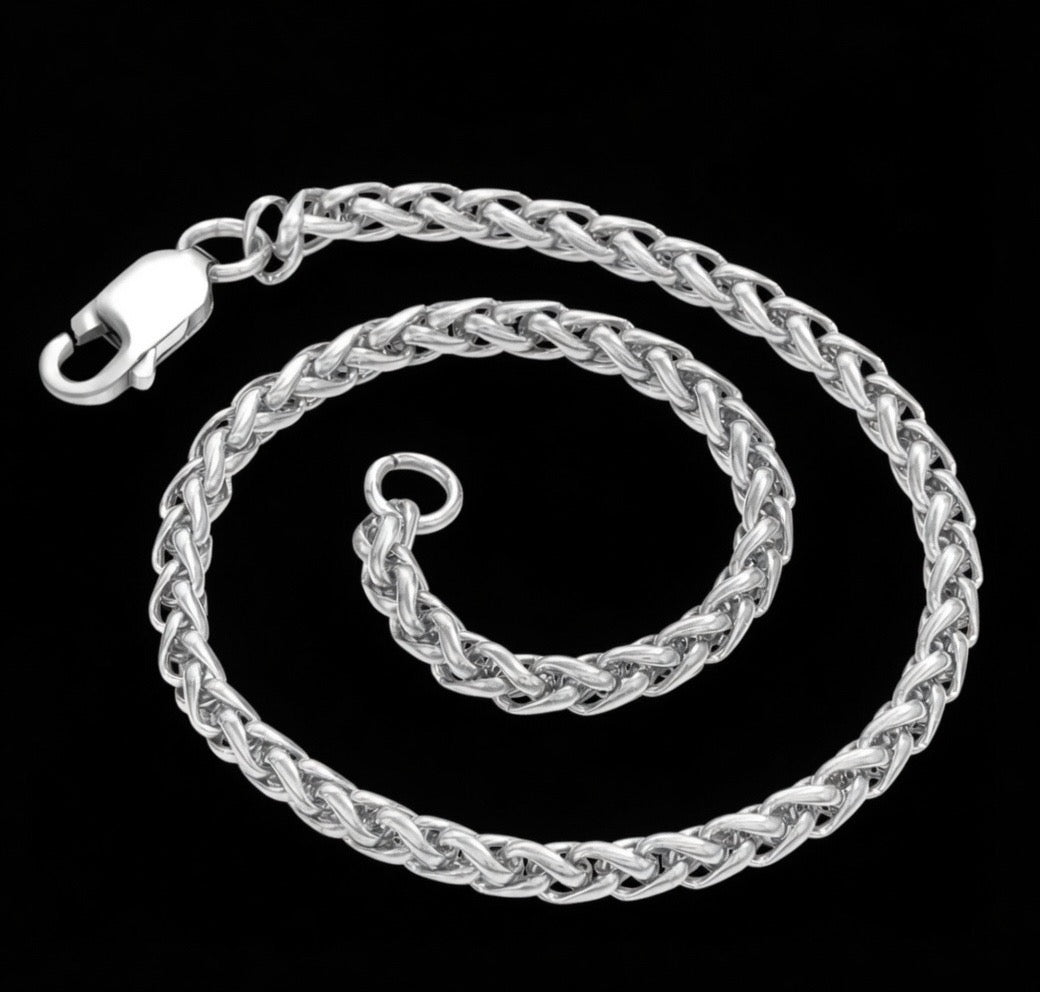 Men’s 3MM Franco Solid 925 Sterling Silver Rope Bracelet