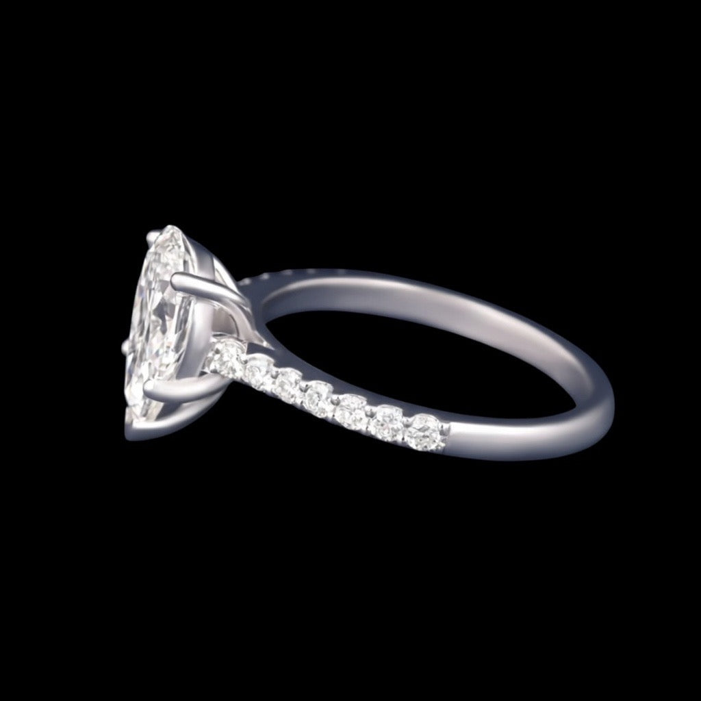 Pear Cut Lab Diamond Womens Engagement Ring