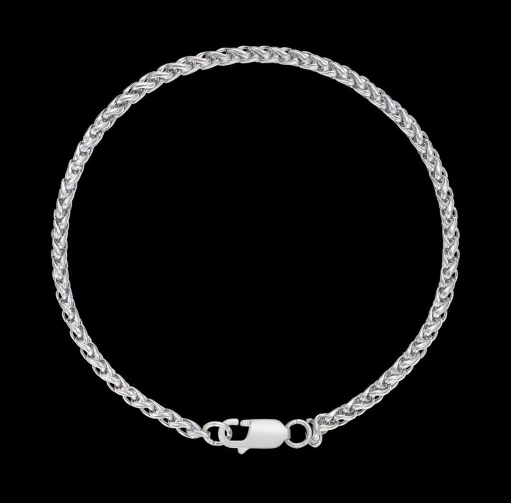 Men’s 3MM Franco Solid 925 Sterling Silver Rope Bracelet