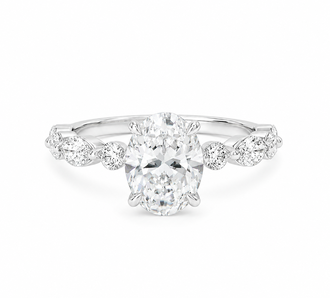 3.76ct TCW Oval Cut VVS Moissanite Halo Women’s Ring