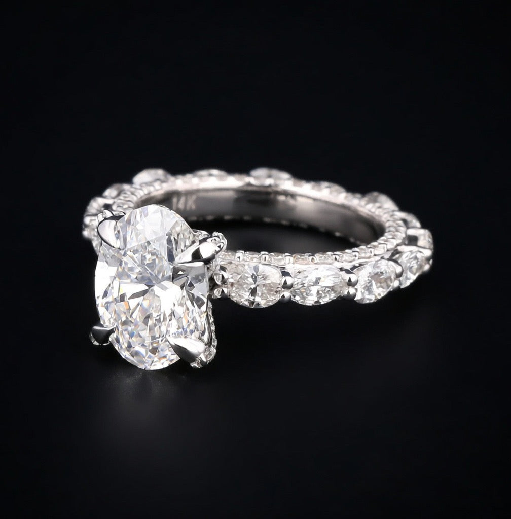 Oval Cut Lab Diamond Womens Engagement Ring