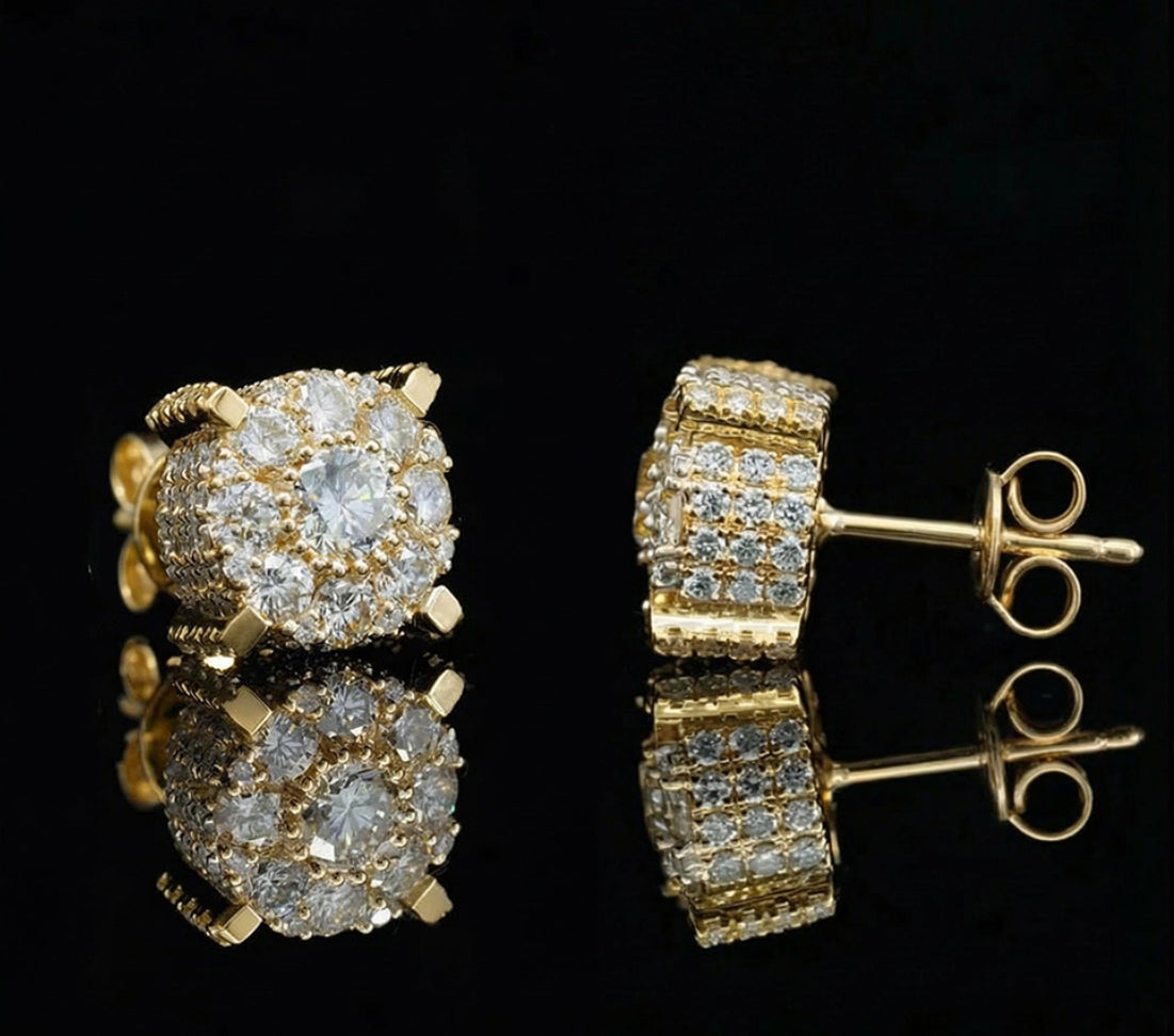 S925 Silver Micro Paved VVS Moissanite Stud Earrings