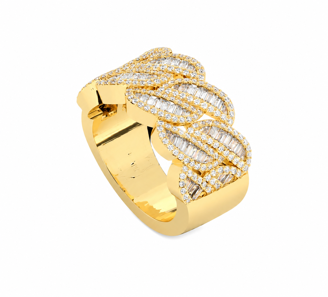 Lab Diamond Braided Baguette Cut Mens Ring