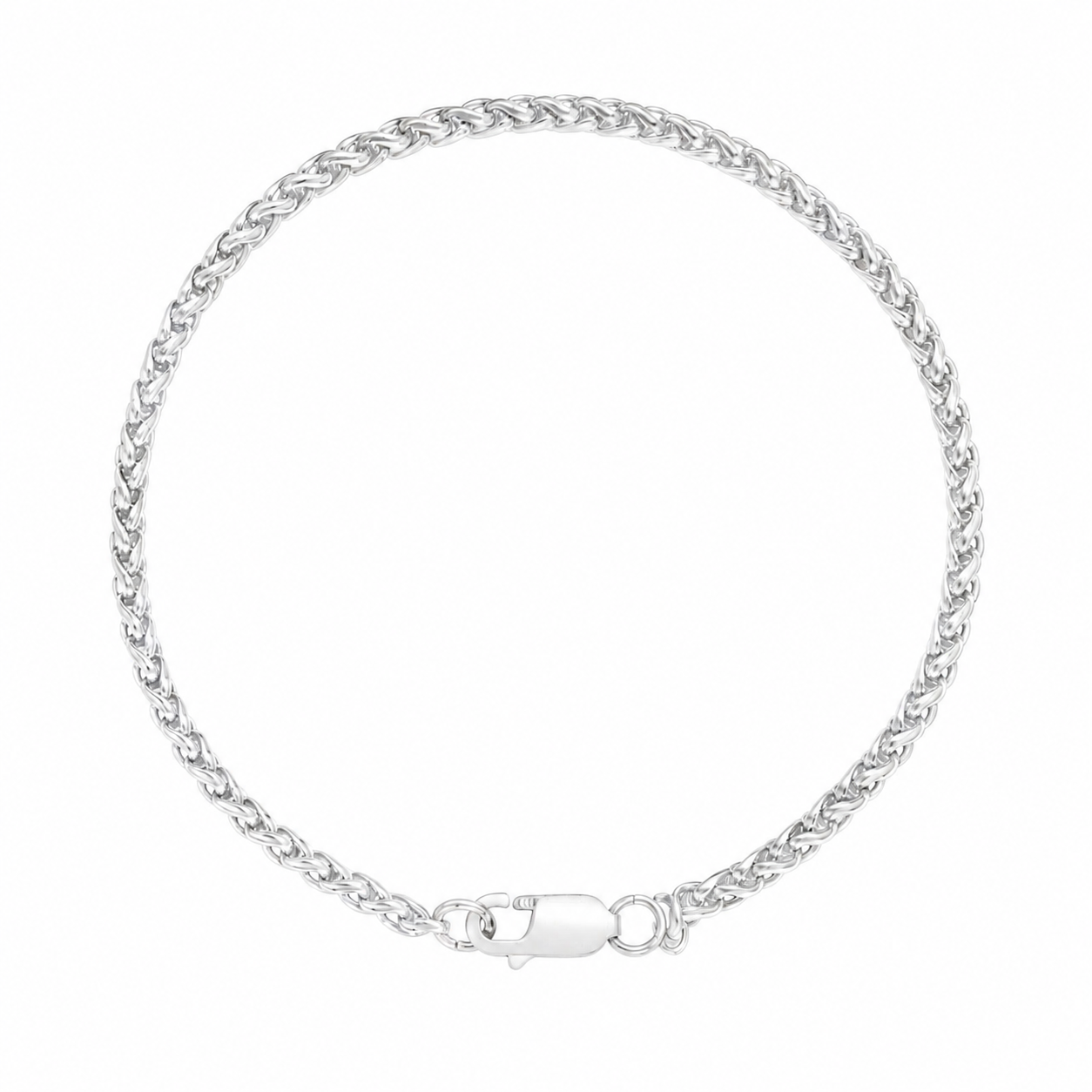 Men’s 3MM Franco Solid 925 Sterling Silver Rope Bracelet