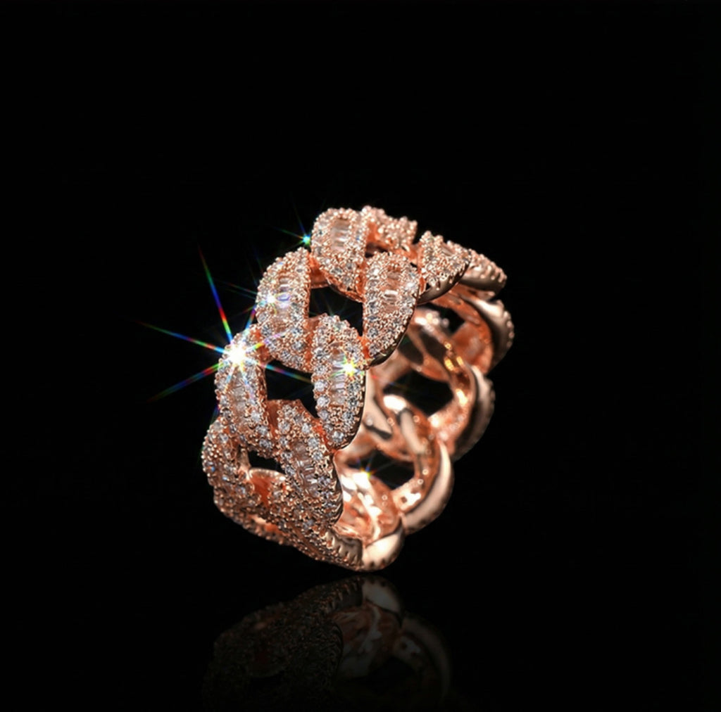 12mm Round & Baguette Cut Cuban Ring