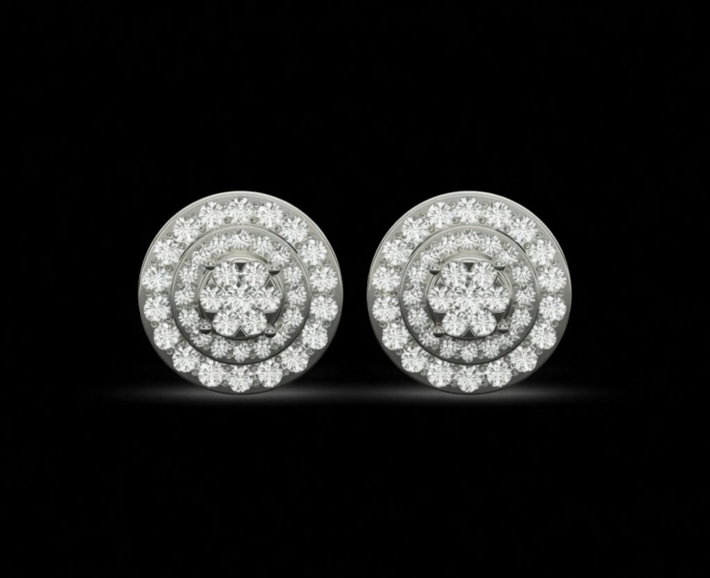 VVS Moissanite Bloom Circle Men’s Studs