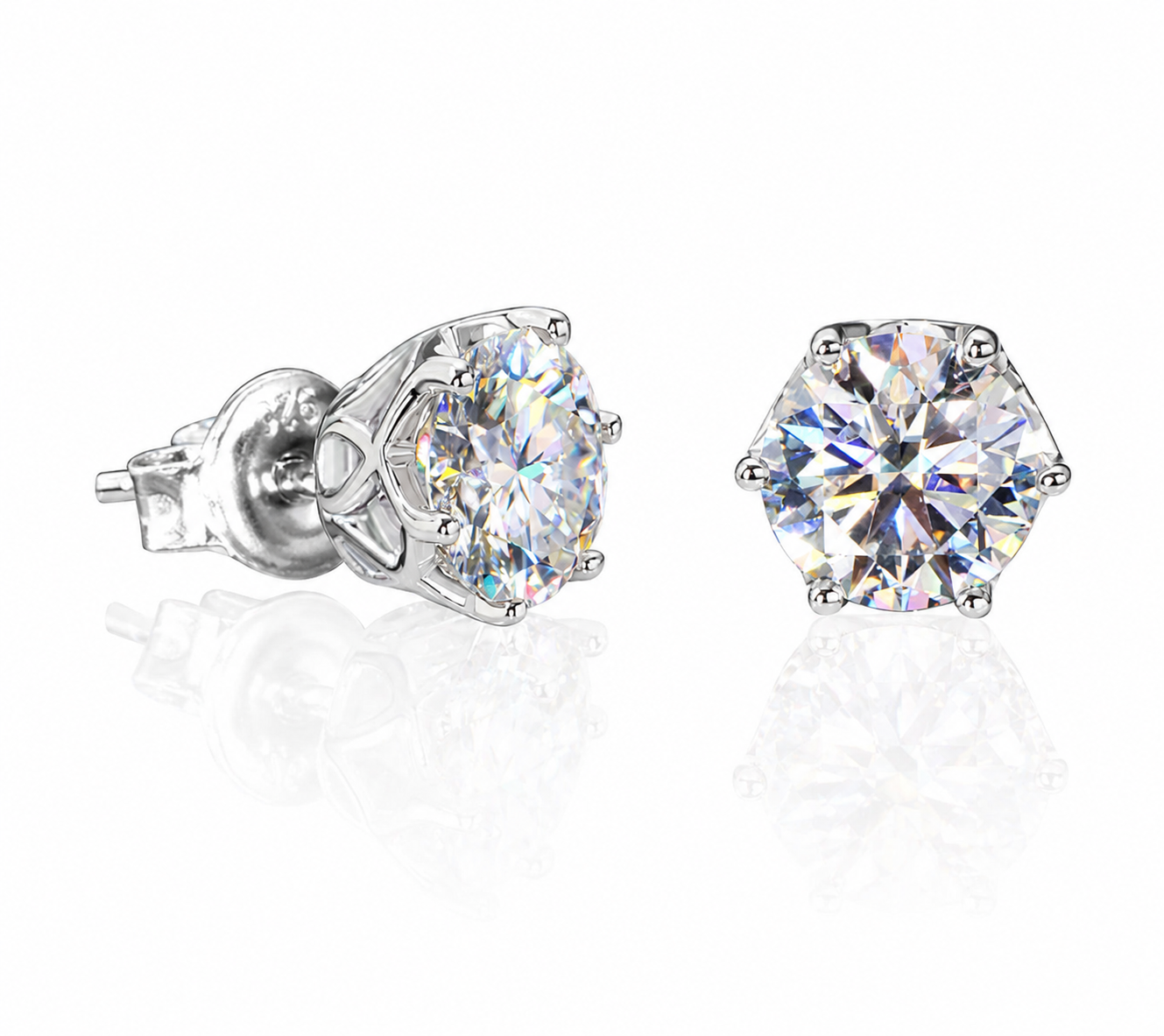 VVS Moissanite 2CT 8MM Stud Earrings