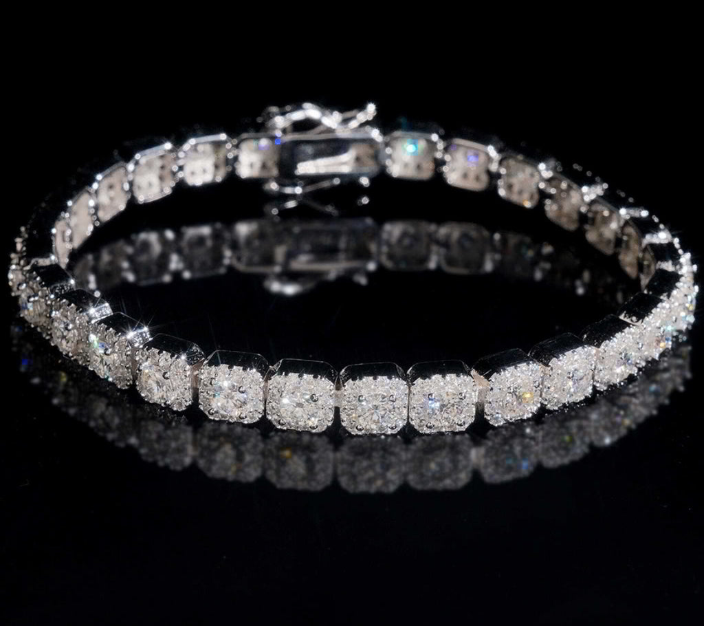 6mm 925S & VVS Moissanite Clustered Halo Tennis Bracelet