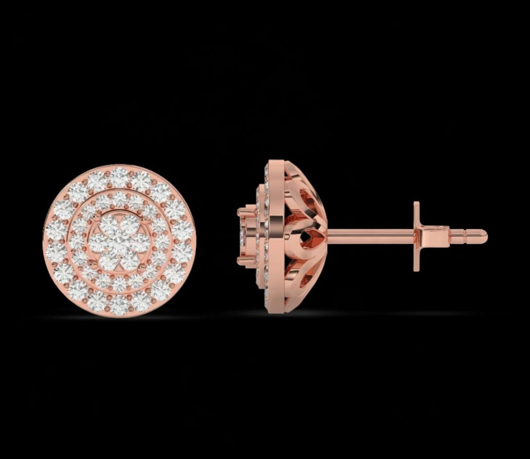 Natural Diamond Bloom Circle Men’s Studs
