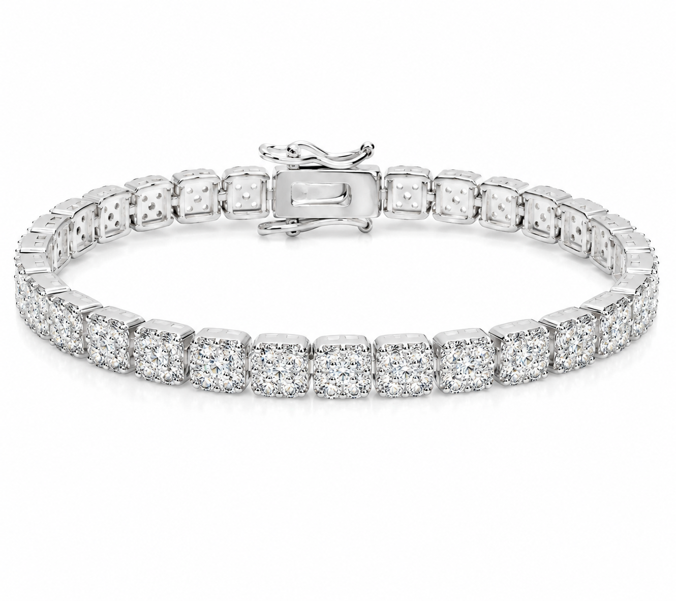 6mm 925S & VVS Moissanite Clustered Halo Tennis Bracelet