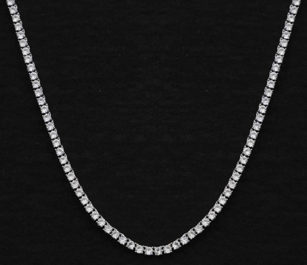3mm Tennis Necklace in White Gold
