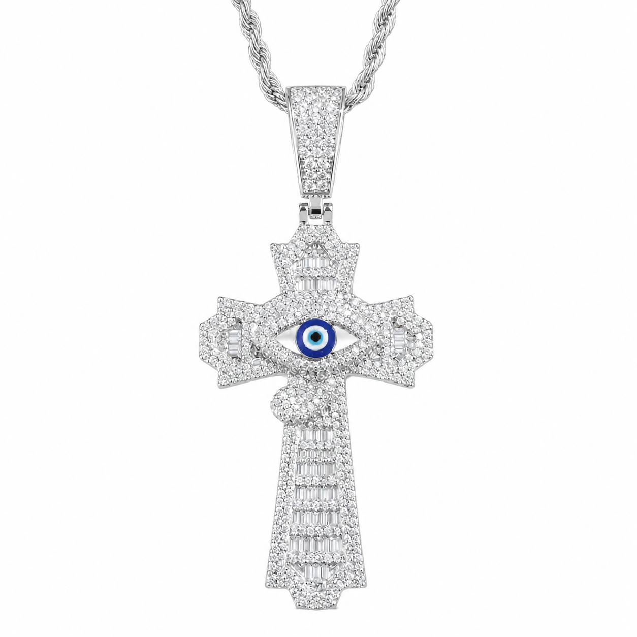 Egyptian Eye of Horus Baguette Cross Pendant