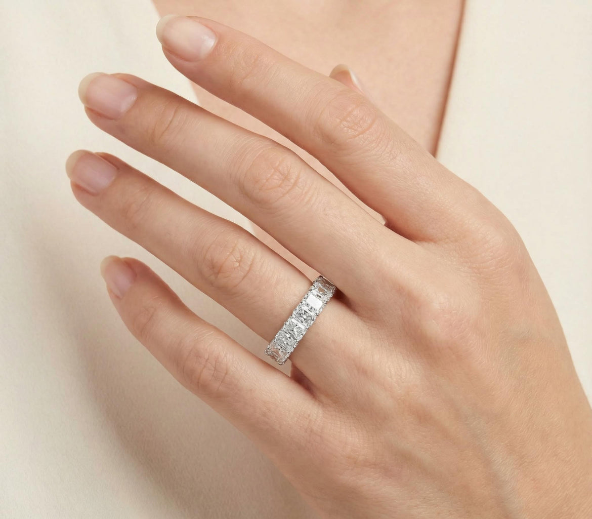 Radiant Cut Pave Eternity Womens Ring