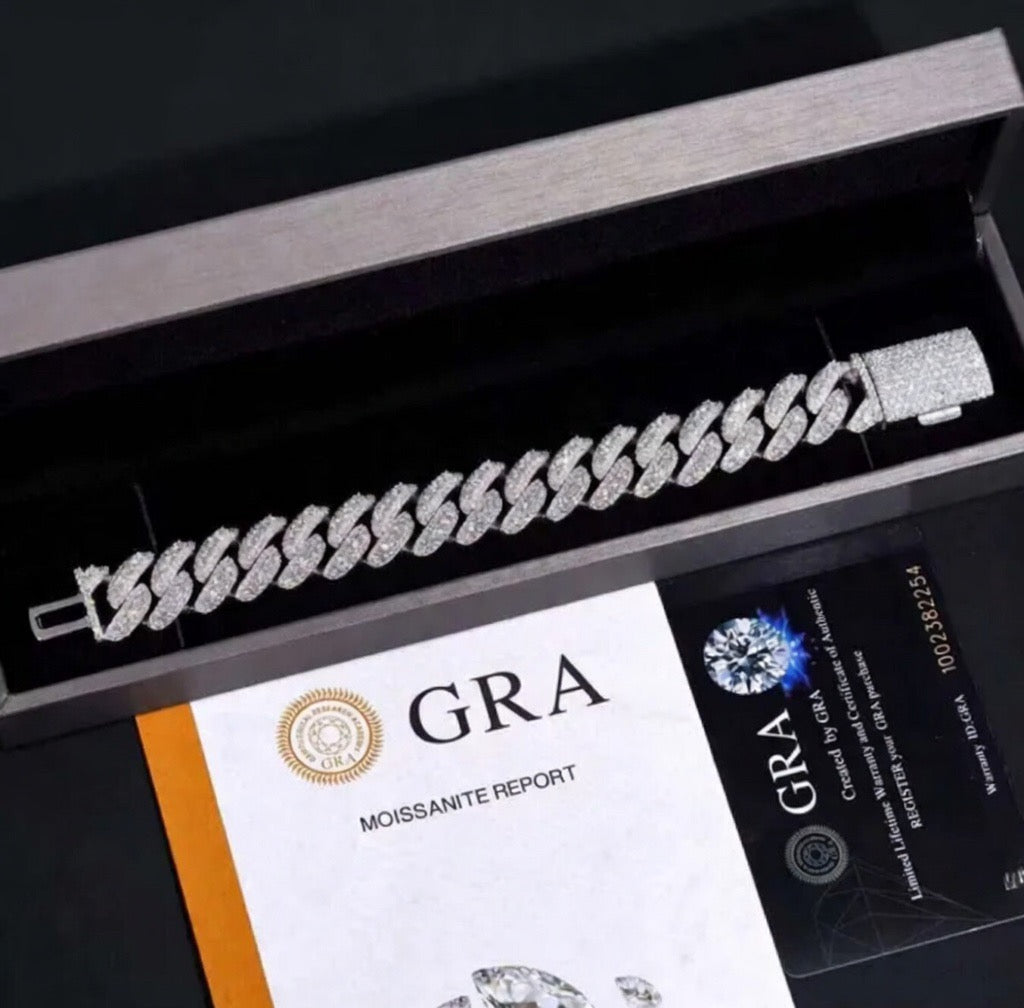 15MM Moissanite Cuban Bracelet