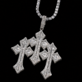 Iced Triple Cross Pendant