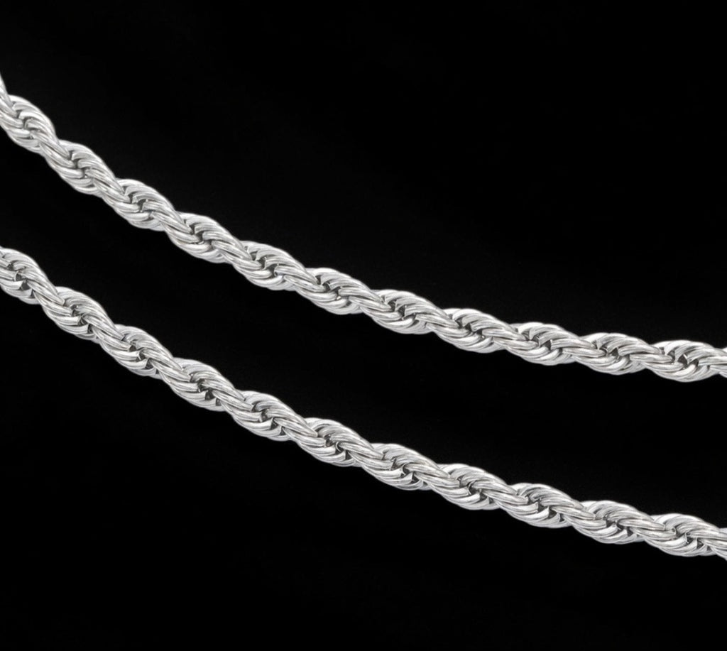 Men’s 3MM Solid 925 Sterling Silver Rope Chain
