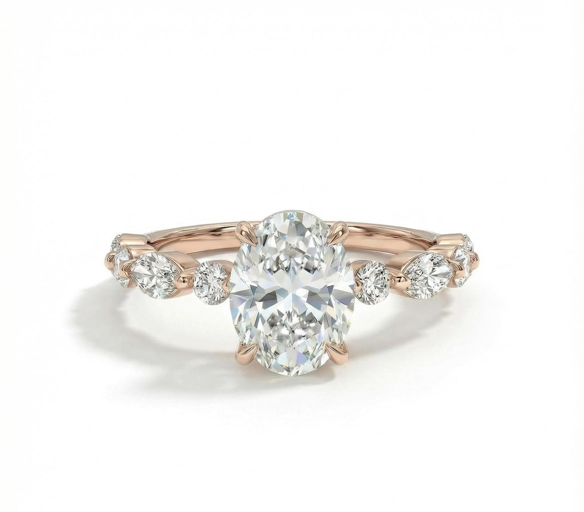 3.76ct TCW Oval Cut VVS Moissanite Halo Women’s Ring