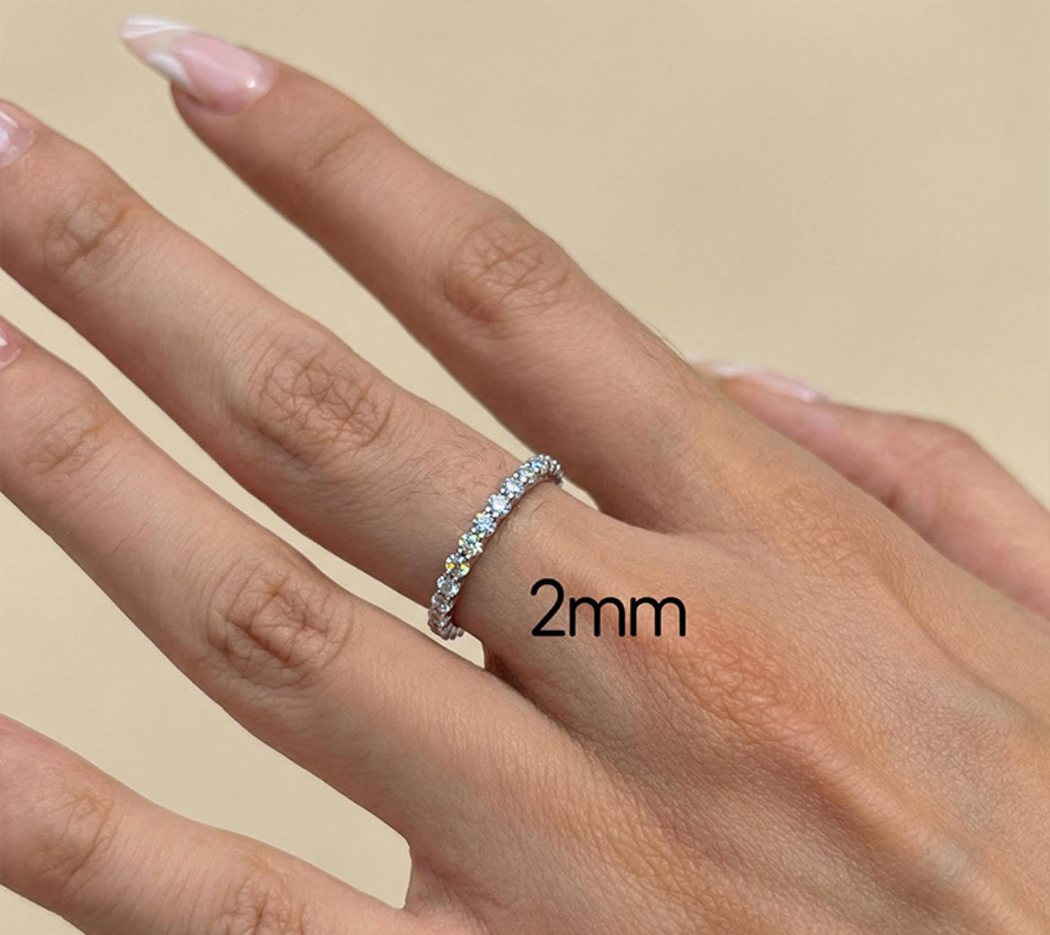 925S & VVS Moissanite 3mm Eternity Band Ring