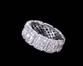 8mm Baguette-Cut Halo Band in White Gold