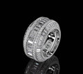 Baguette Cut Halo Micro Pave Diamonds Band
