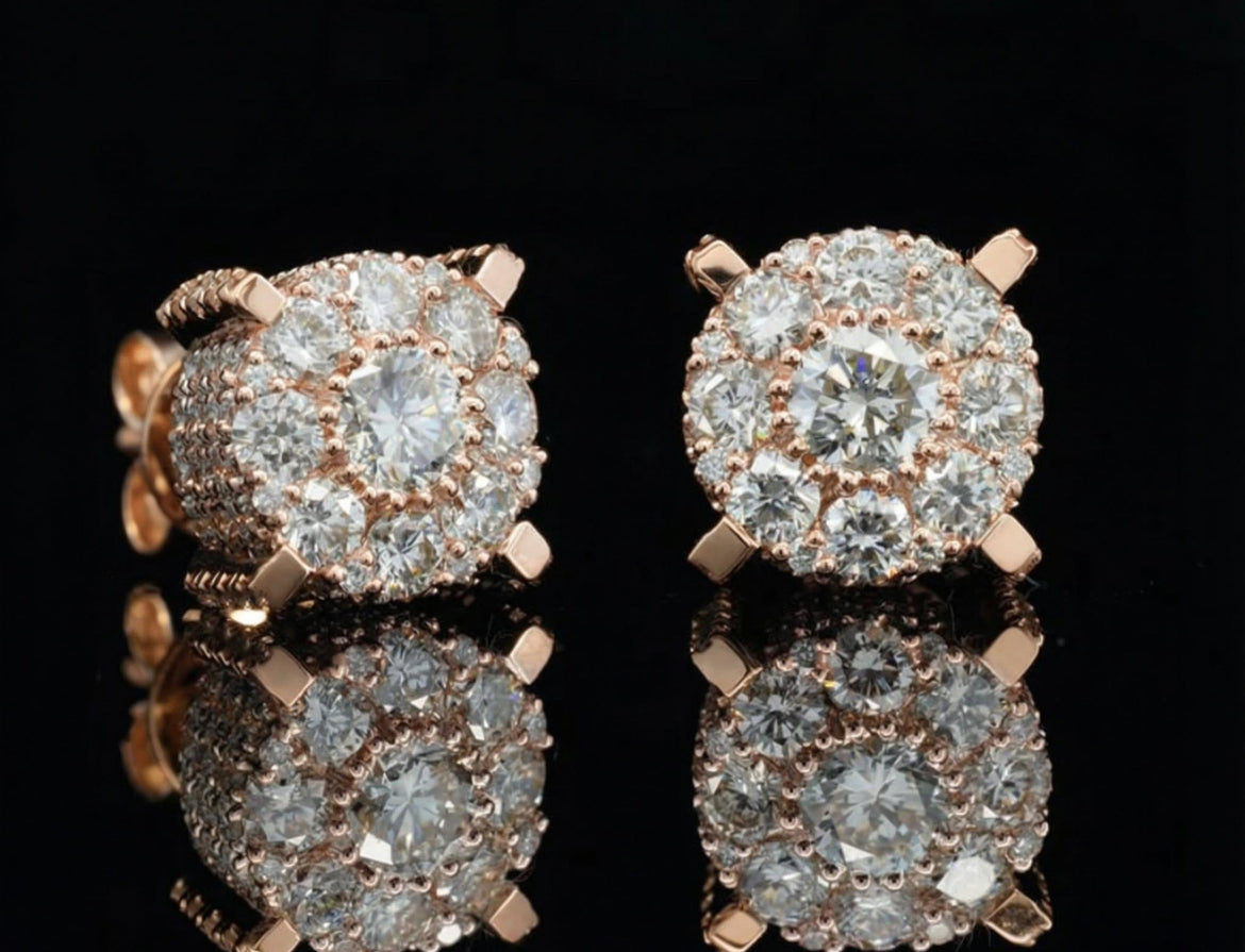 S925 Silver Micro Paved VVS Moissanite Stud Earrings