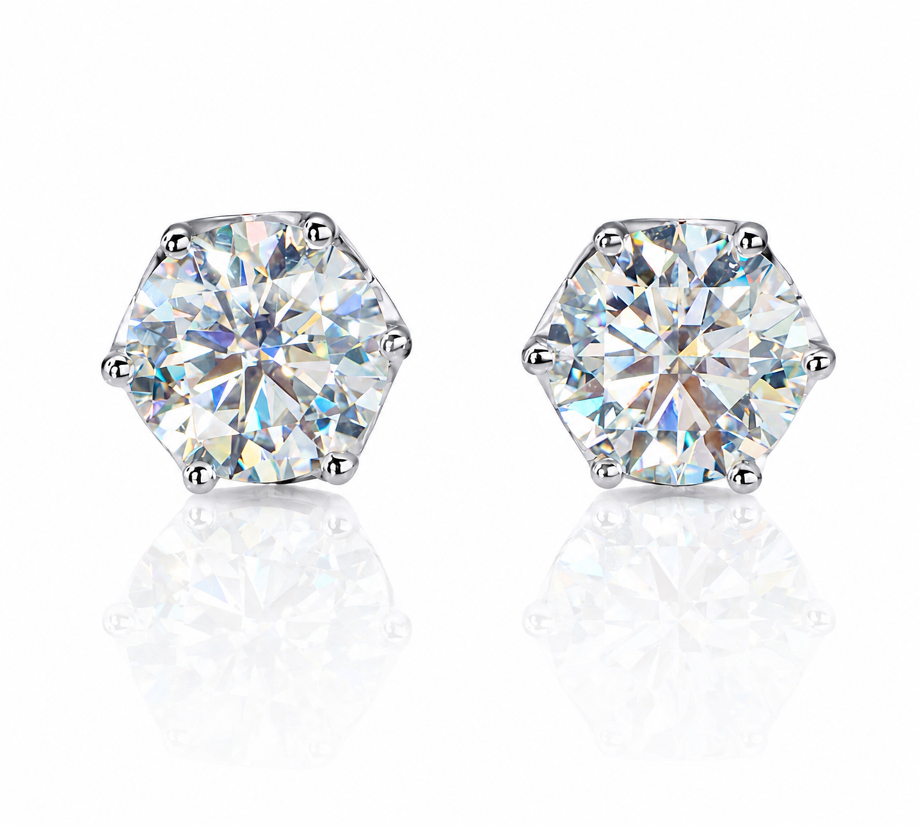 VVS Moissanite 2CT 8MM Stud Earrings