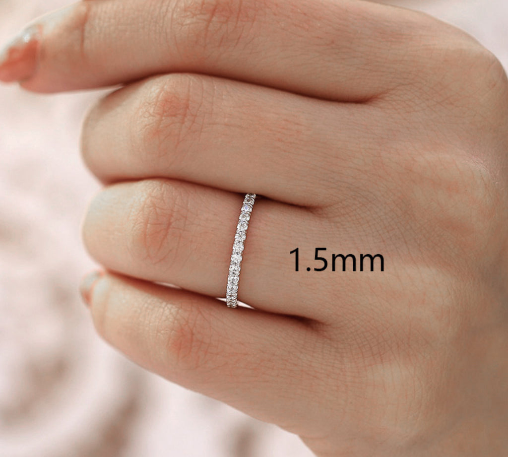 925S & VVS Moissanite 3mm Eternity Band Ring