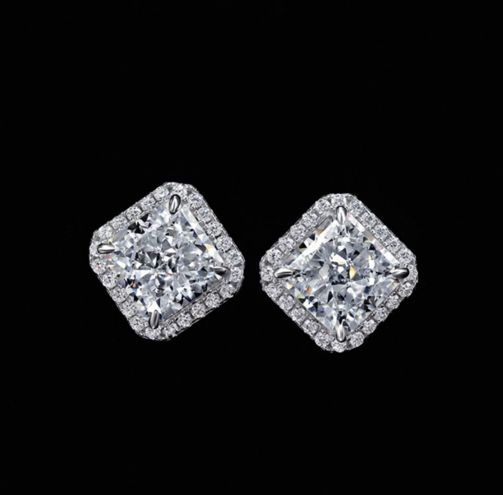 Radiant Cut Stud Earrings
