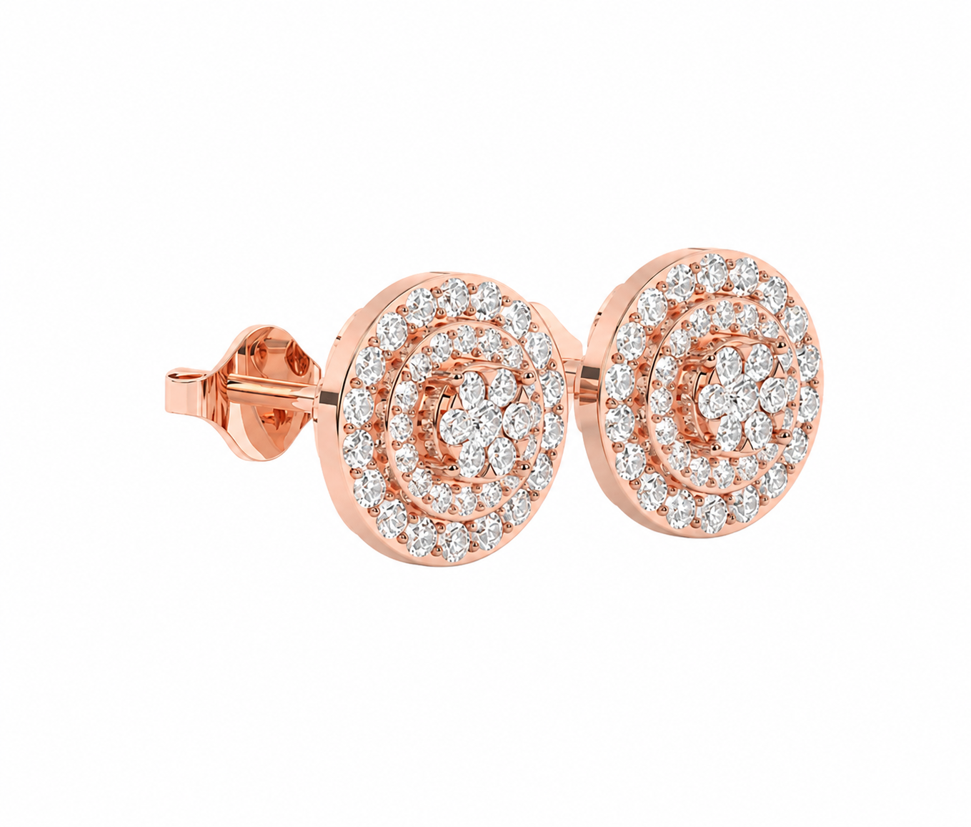 Natural Diamond Bloom Circle Men’s Studs