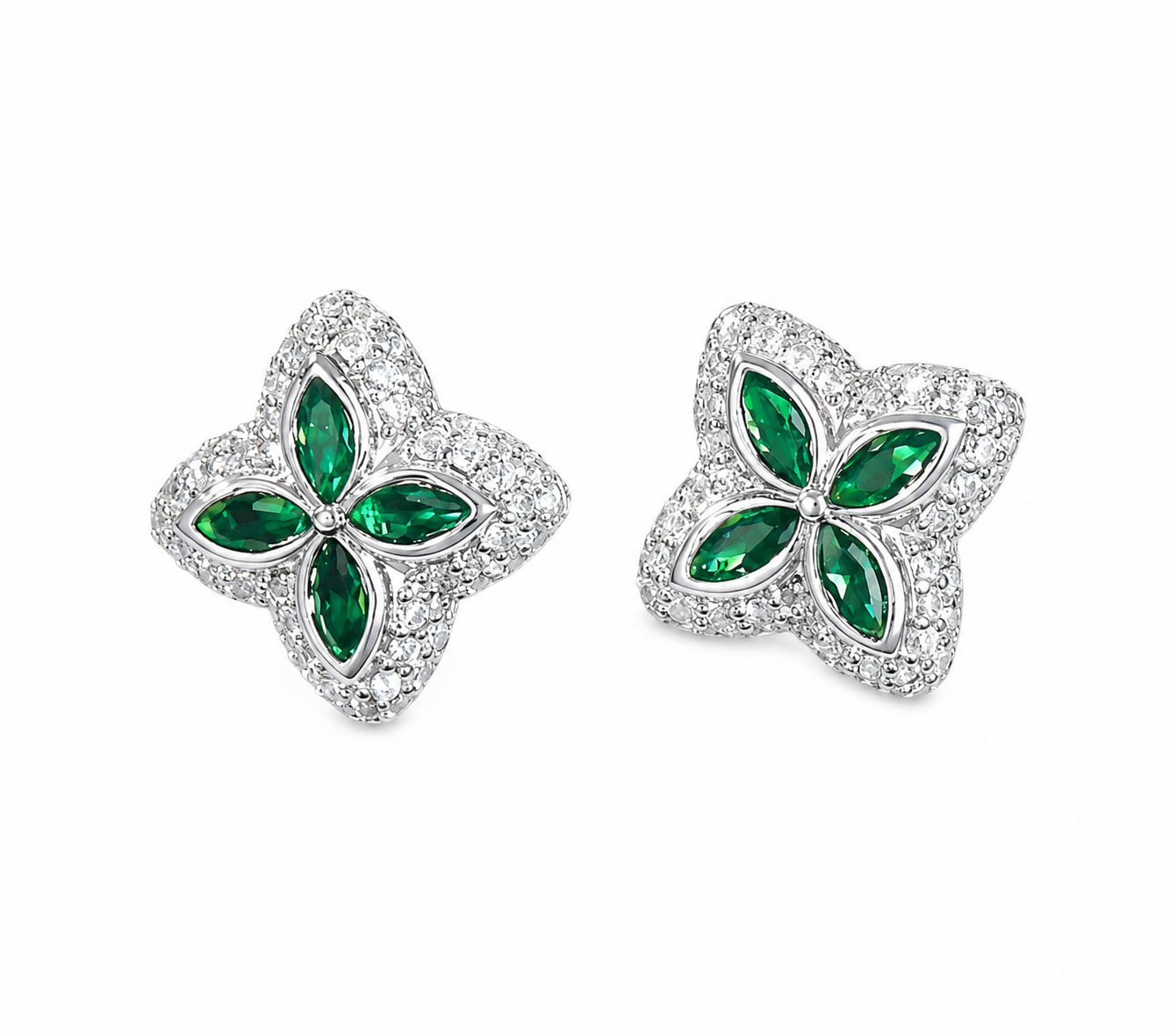Green Flour Leaf Clover Earrings