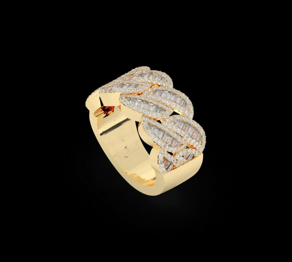 VVS Moissanite Braided Baguette Cut Mens Ring