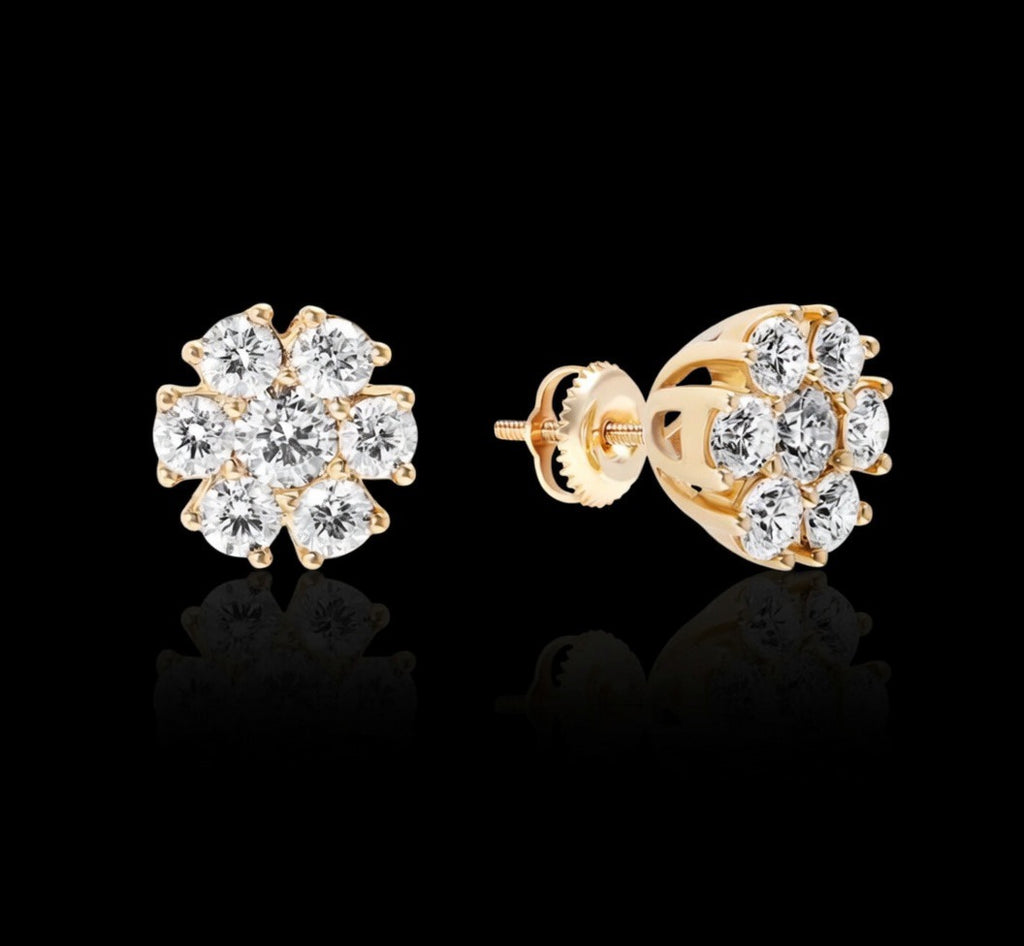 Lab Diamond Flower Set Mens Earrings