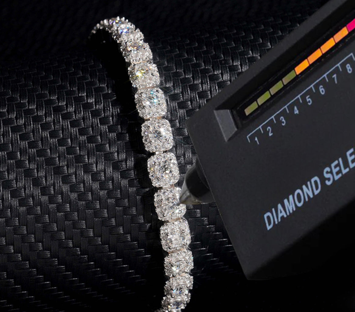 6mm 925S & VVS Moissanite Clustered Halo Tennis Bracelet