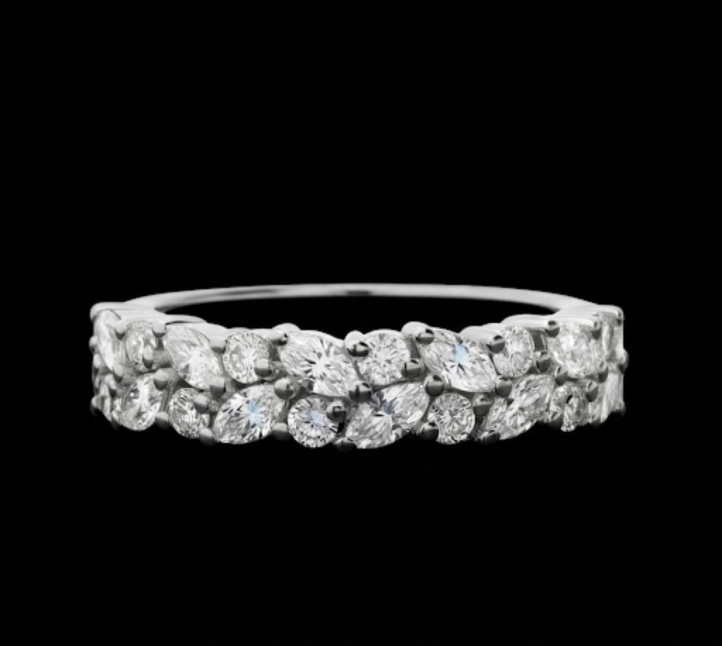 Marquise & Round Cut VVS Moissanite Pave Womens Ring