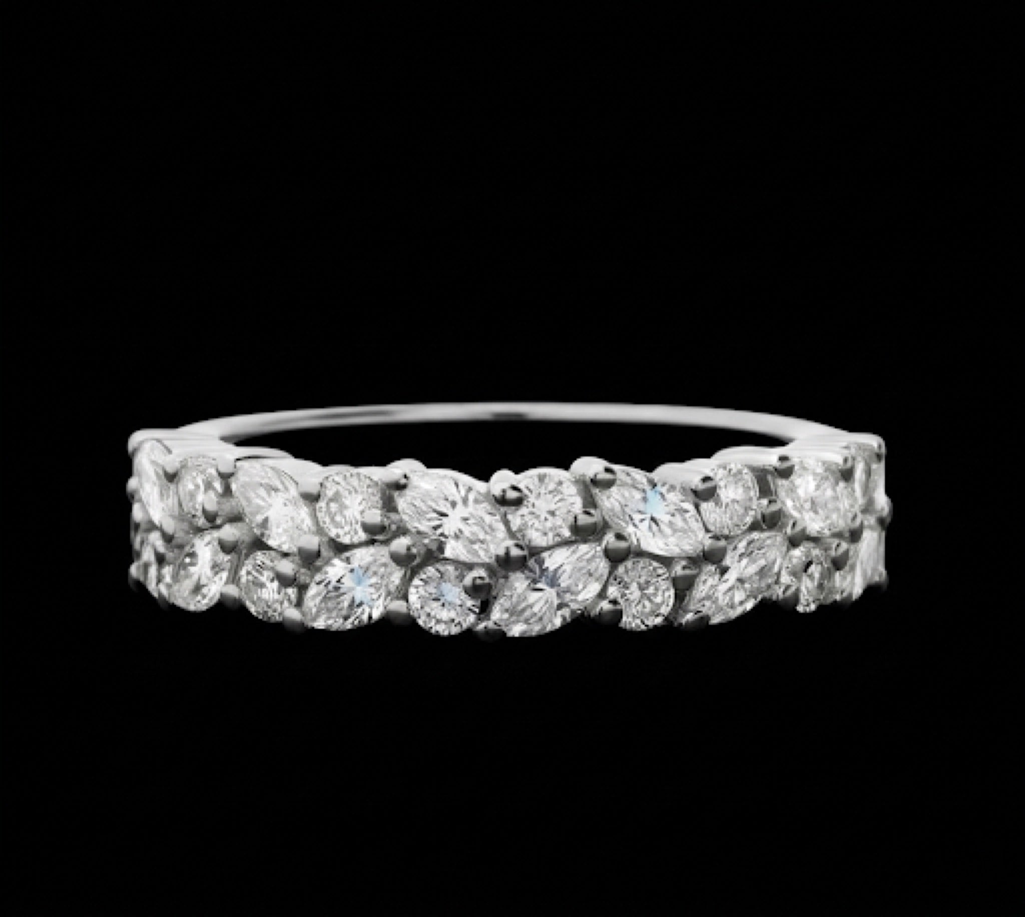 Marquise & Round Cut VVS Moissanite Pave Womens Ring