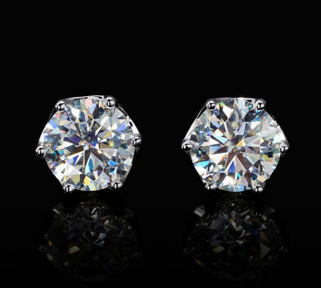 VVS Moissanite 2CT 8MM Stud Earrings