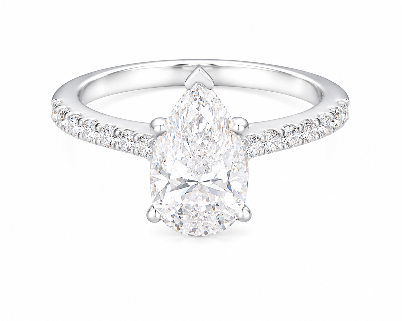 Pear Cut Lab Diamond Womens Engagement Ring