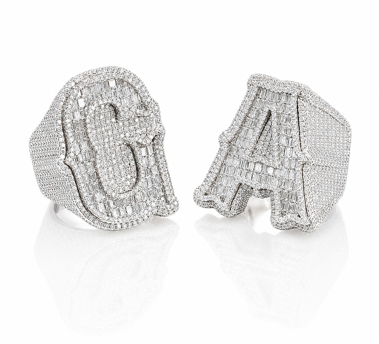 Custom Baguette Cut Initial Ring