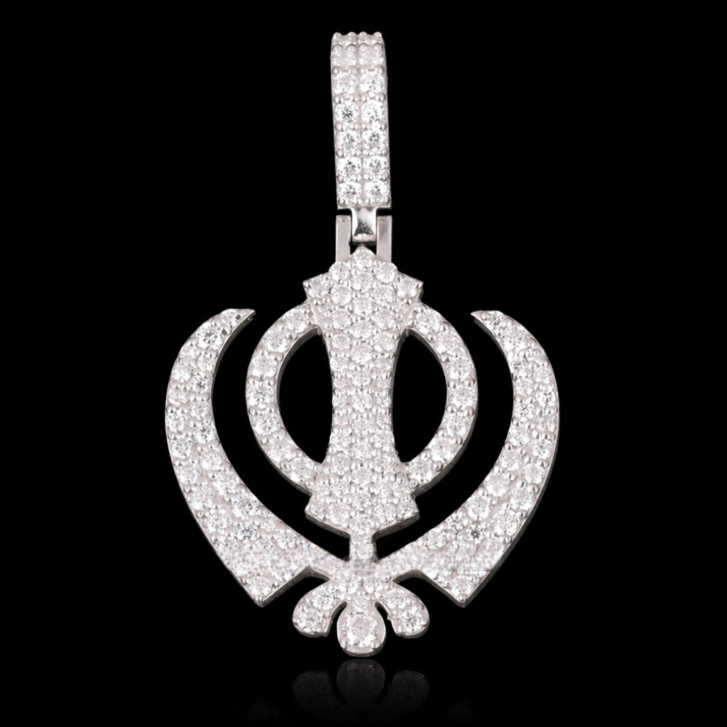 Iced VVS Moissanite Khanda Pendant