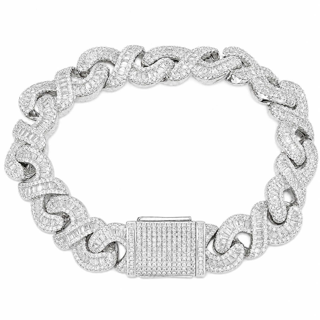 12mm Baguette Cut Infinity Link Bracelet