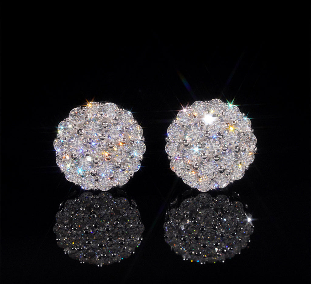 925S & VVS Moissanite Round Cut Full Paved Earrings